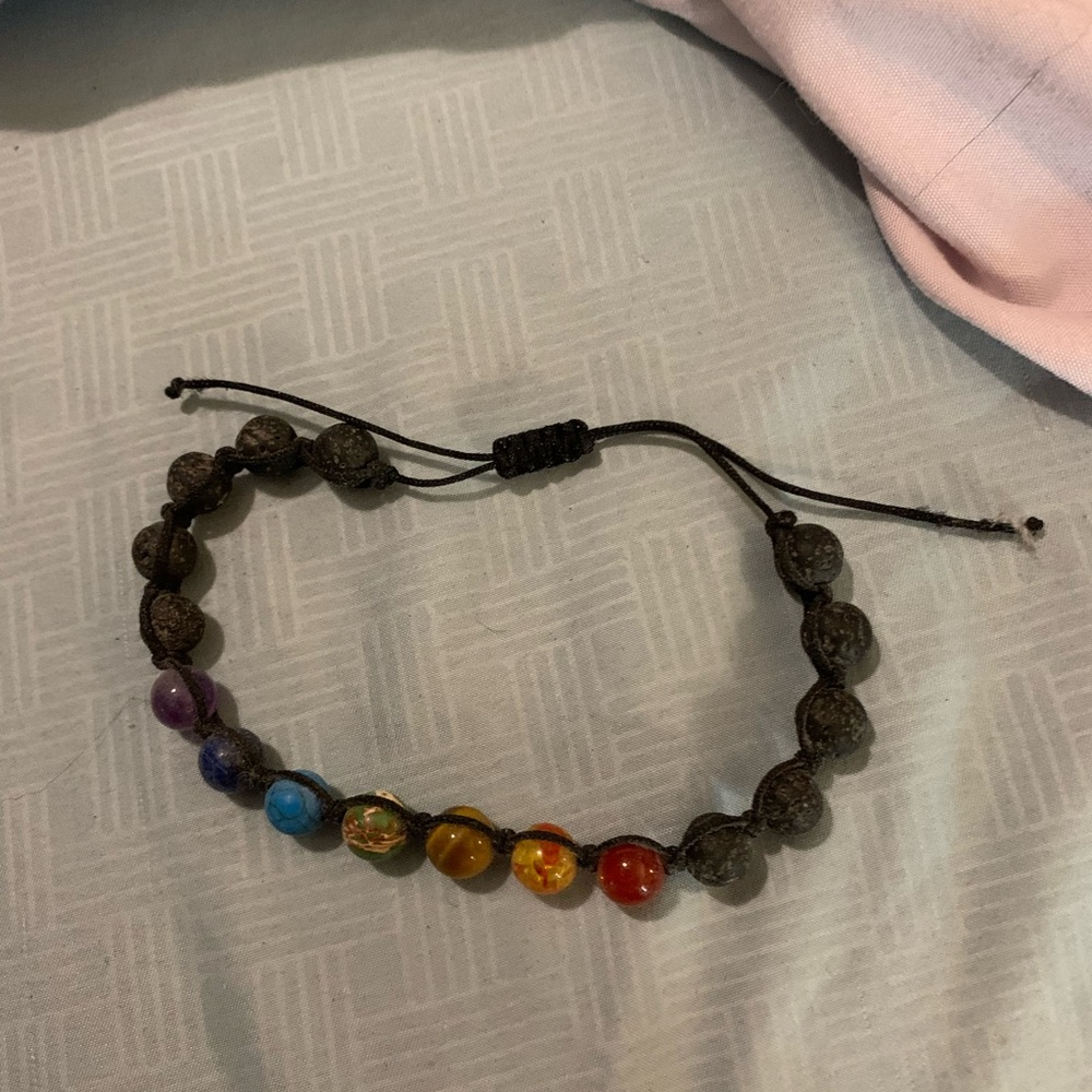 Colorful Beaded ChakraBracelet with Adjustable Cord